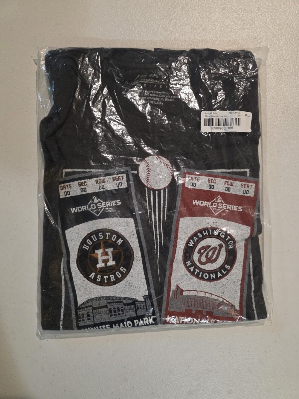 Majestic Threads 2019 World Series Astros Nationals Ticket T Shirt XL NWT